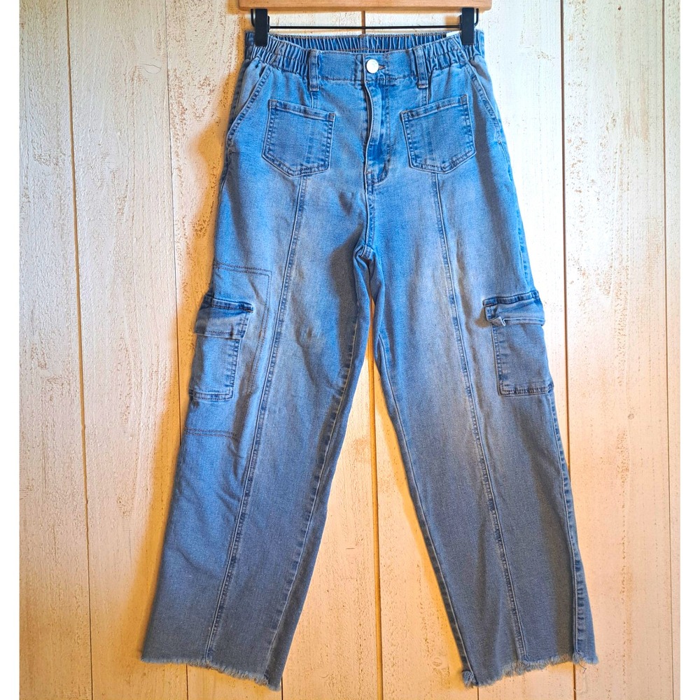 Madden NYC Y2k Inspired Gorpcore Chic Lite Cargo Jeans M/27 High Rise Stretch